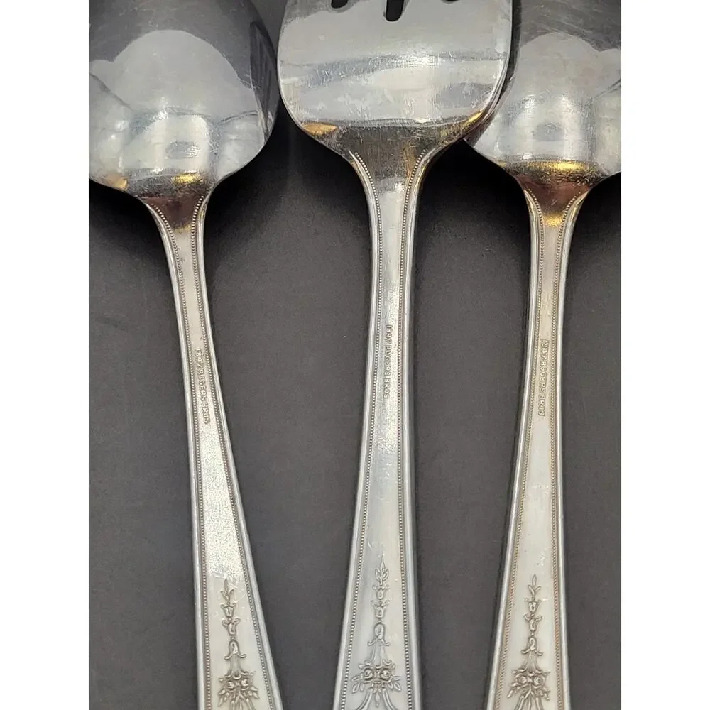 1847 Rogers Bros Ancestral Flatware Silverware Set 3 Pcs 2 Spoon & Serving Fork